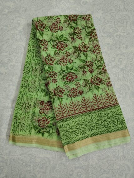 Kota Doria Block Printed Saree (KDBS04)