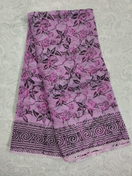 Kota Doria Block Printed Saree (KDBS18)