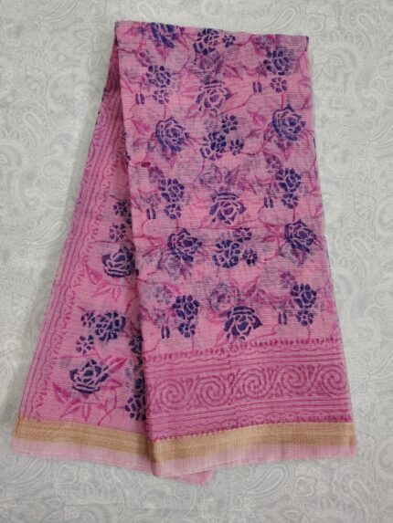 Kota Doria Block Printed Saree (KDBS20)