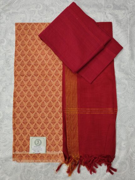 Cotton Printed Dress Material with Mangalagiri Duppata