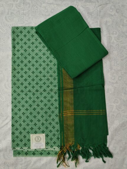 Cotton Printed Dress Material with Mangalagiri Duppata