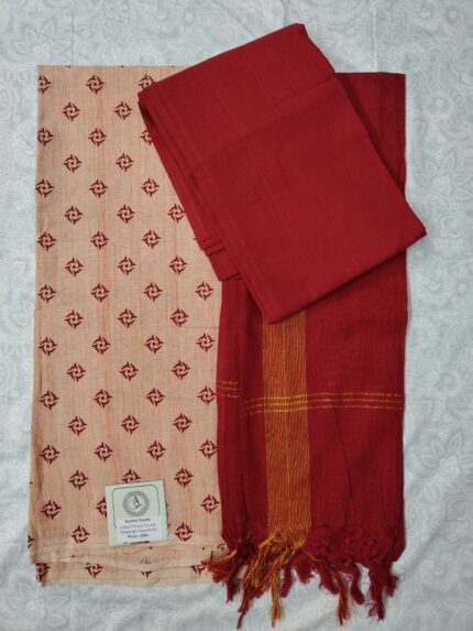 Cotton Printed Dress Material with Mangalagiri Duppata