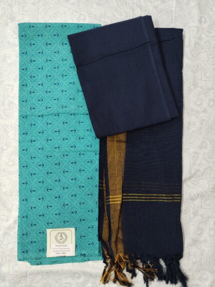 Cotton Printed Dress Material with Mangalagiri Duppata