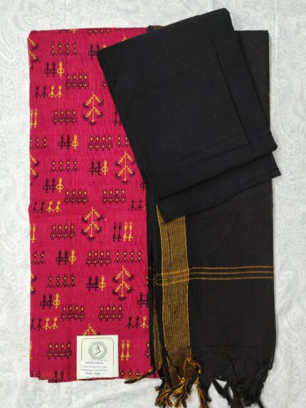 Cotton Printed Dress Material with Mangalagiri Duppata