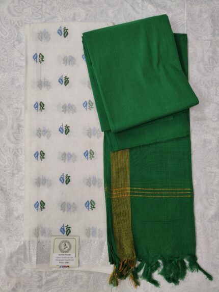 Cotton Printed Dress Material with Mangalagiri Duppata