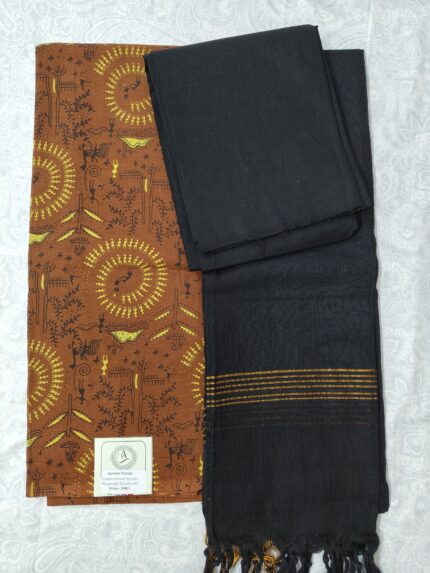 Cotton Printed Dress Material with Mangalagiri Duppata