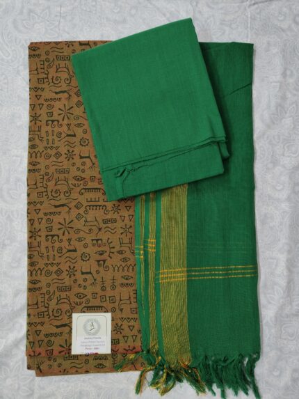 Cotton Printed Dress Material with Mangalagiri Duppata