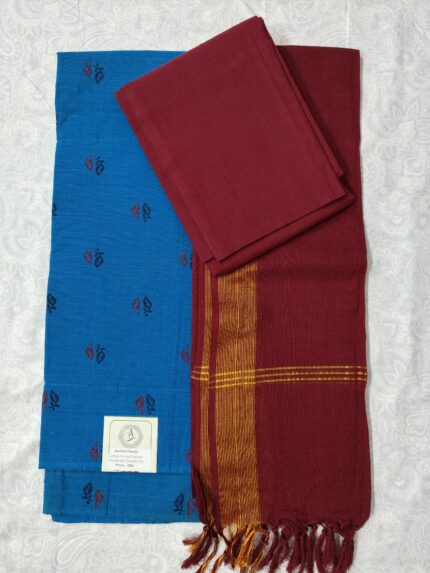 Cotton Printed Dress Material with Mangalagiri Duppata