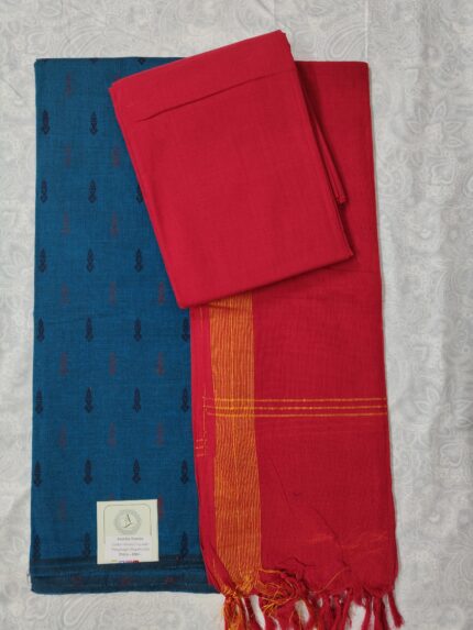 Cotton Printed Dress Material with Mangalagiri Duppata
