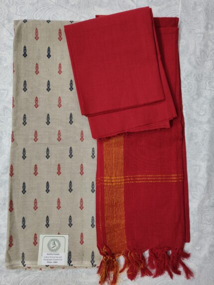 Cotton Printed Dress Material with Mangalagiri Duppata