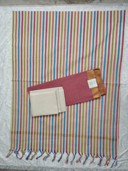 Mangalagiri Cotton Dress Material with Striped Duppata