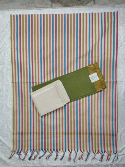 Mangalagiri Cotton Dress Material with Striped Duppata
