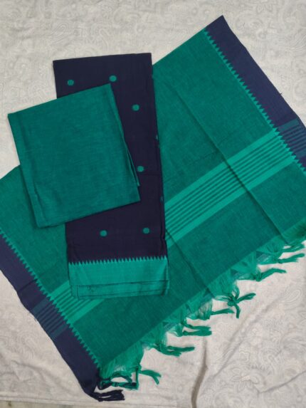 Mangalagiri Cotton Dress Material with Thread Buty Top (DNO0089)