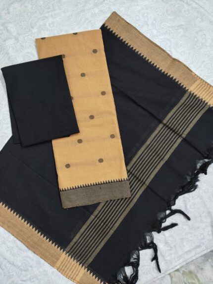 Mangalagiri Cotton Dress Material with Thread Buty Top (DNO0090)