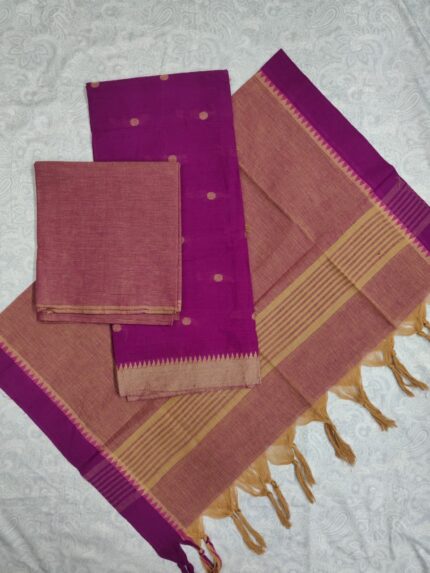 Mangalagiri Cotton Dress Material with Thread Buty Top (DNO0091)