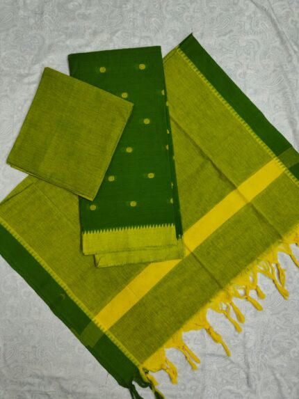 Mangalagiri Cotton Dress Material with Thread Buty Top (DNO0093)