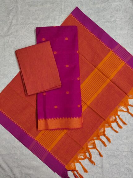 Mangalagiri Cotton Dress Material with Thread Buty Top (DNO0094)