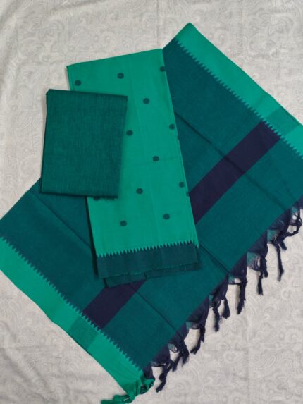 Mangalagiri Cotton Dress Material with Thread Buty Top (DNO0095)