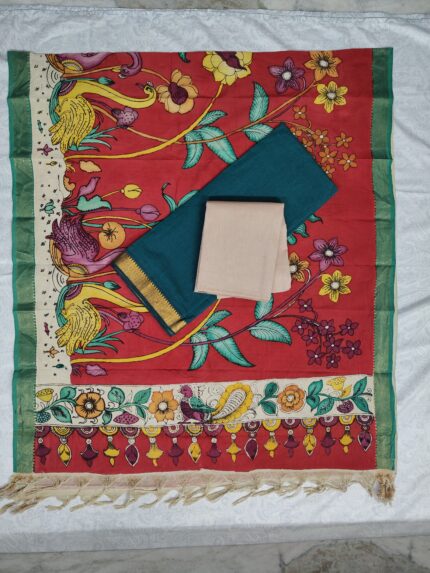 Mangalagiri Cotton Dress Material with Pen Kalamkari Duppata (PKD001)
