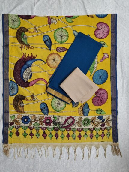 Mangalagiri Cotton Dress Material with Pen Kalamkari Duppata (PKD003)