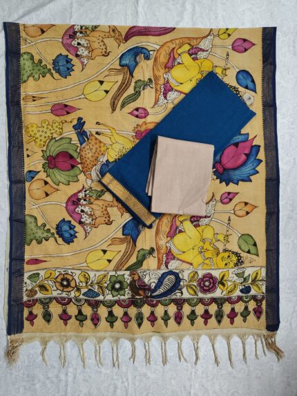 Mangalagiri Cotton Dress Material with Pen Kalamkari Duppata (PKD014)
