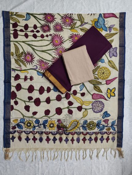 Mangalagiri Cotton Dress Material with Pen Kalamkari Duppata (PKD018)
