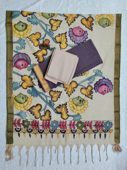 Mangalagiri Cotton Dress Material with Pen Kalamkari Duppata (PKD019)