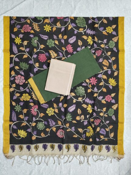Mangalagiri Cotton Dress Material with Pen Kalamkari Duppata (PKD026)