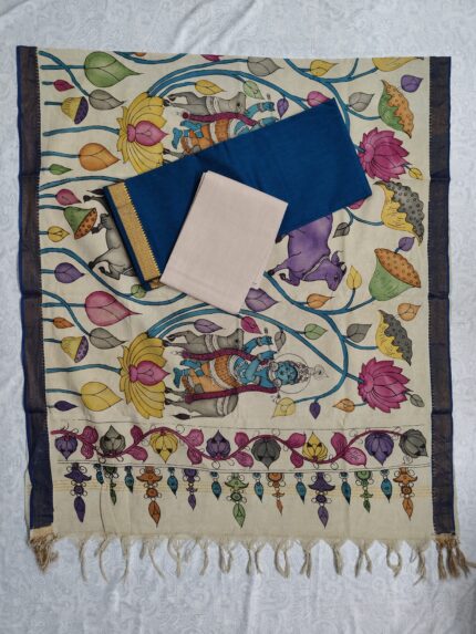 Mangalagiri Cotton Dress Material with Pen Kalamkari Duppata (PKD027)