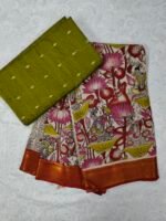 Raw Silk Top with Kalamkari Chennuru Silk Dupatta (CDRT07)