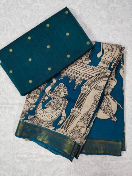 Raw Silk Top with Kalamkari Chennuru Silk Dupatta (CDRT11)
