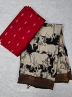 Raw Silk Top with Kalamkari Chennuru Silk Dupatta (CDRT12)