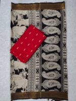 Raw Silk Top with Kalamkari Chennuru Silk Dupatta (CDRT12) - Image 2