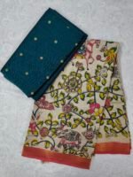Raw Silk Top with Kalamkari Chennuru Silk Dupatta (CDRT14)