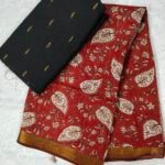 Raw Silk Top with Kalamkari Chennuru Silk Dupatta (CDRT15)