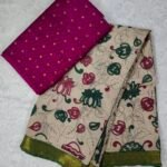 Raw Silk Top with Kalamkari Chennuru Silk Dupatta (CDRT18)