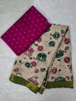 Raw Silk Top with Kalamkari Chennuru Silk Dupatta (CDRT18)