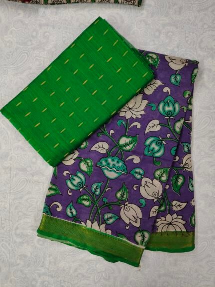 Raw Silk Top with Kalamkari Chennuru Silk Dupatta (CDRT19)