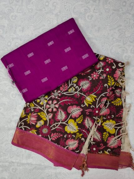 Raw Silk Top with Kalamkari Chennuru Silk Dupatta (CDRT24)