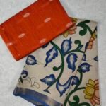 Raw Silk Top with Kalamkari Chennuru Silk Dupatta (CDRT26)