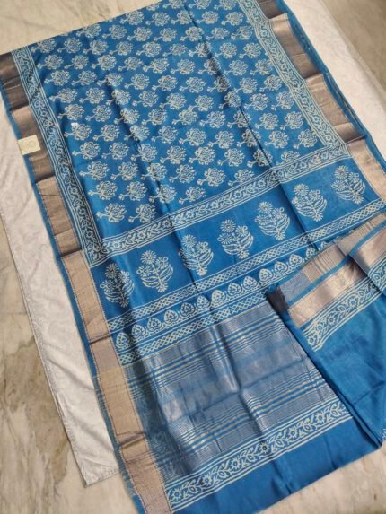 Maheswari Silk Saree with Block/Ajrak/Bagru Printed (MSS017)