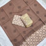 Cotton Block Print Dress Material Set with Chiffon Dupatta (CBPDM01)