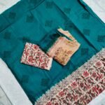 Cotton Block Print Dress Material Set with Chiffon Dupatta (CBPDM02)