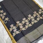 Lenin Checks Handwoven Jamdani Saree with Flower Border and Pallu (LJS02)