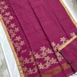 Lenin Checks Handwoven Jamdani Saree with Flower Border and Pallu (LJS07)