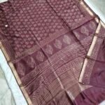 Maheswari Silk Saree with Block/Ajrak/Bagru Printed (MSS047)