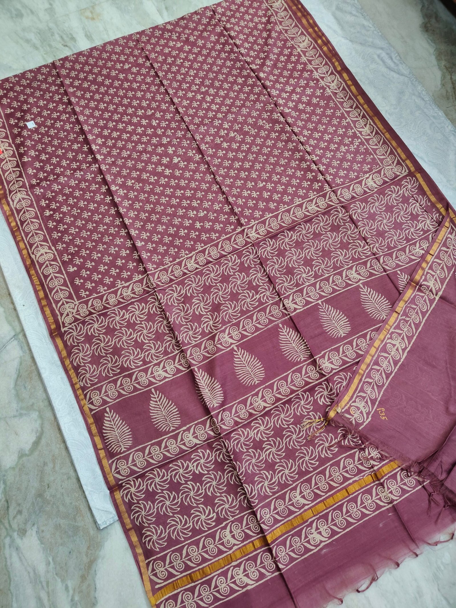 oplus_34 Maheswari Silk Saree with Block/Ajrak/Bagru Printed (MSS090) - Image 1