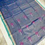 Tissue Lenin Handwoven Jamdani Saree with Lotus Buty (TLJL02)