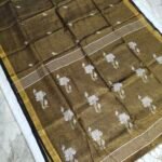 Tissue Lenin Handwoven Jamdani Saree with Lotus Buty (TLJL07)