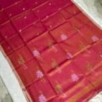 Tissue Lenin Handwoven Jamdani Saree with Lotus Buty (TLJL12)